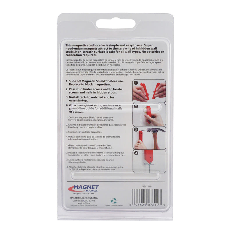 Magnet Source Stud Magnet 07612 4 in. L X 1 in. W Magnetic Stud Finder 1 in. 1 pc