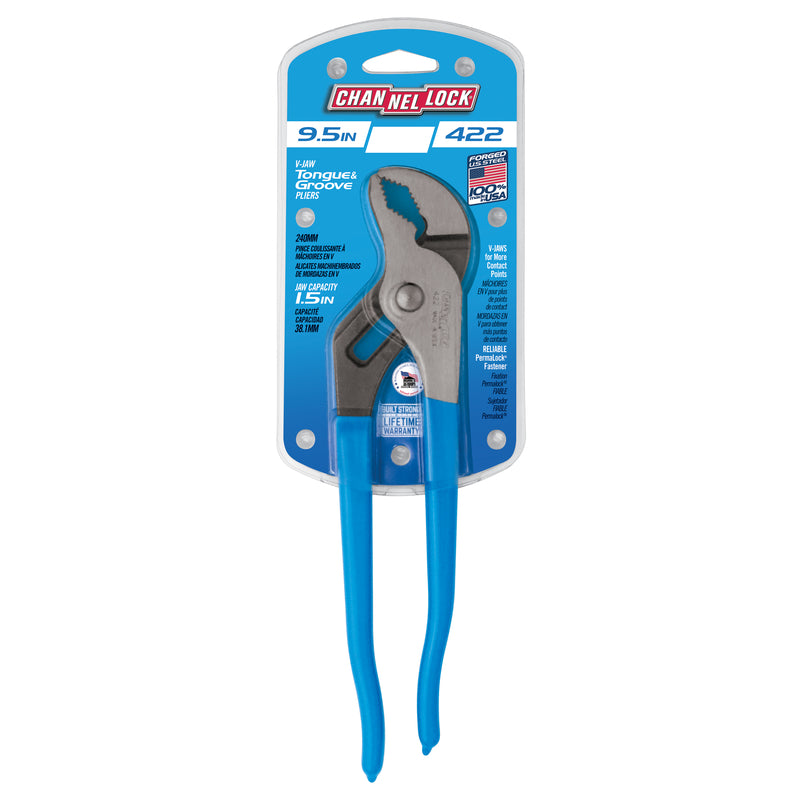 Channellock 9.5 in. Carbon Steel V-Jaw Tongue and Groove Pliers