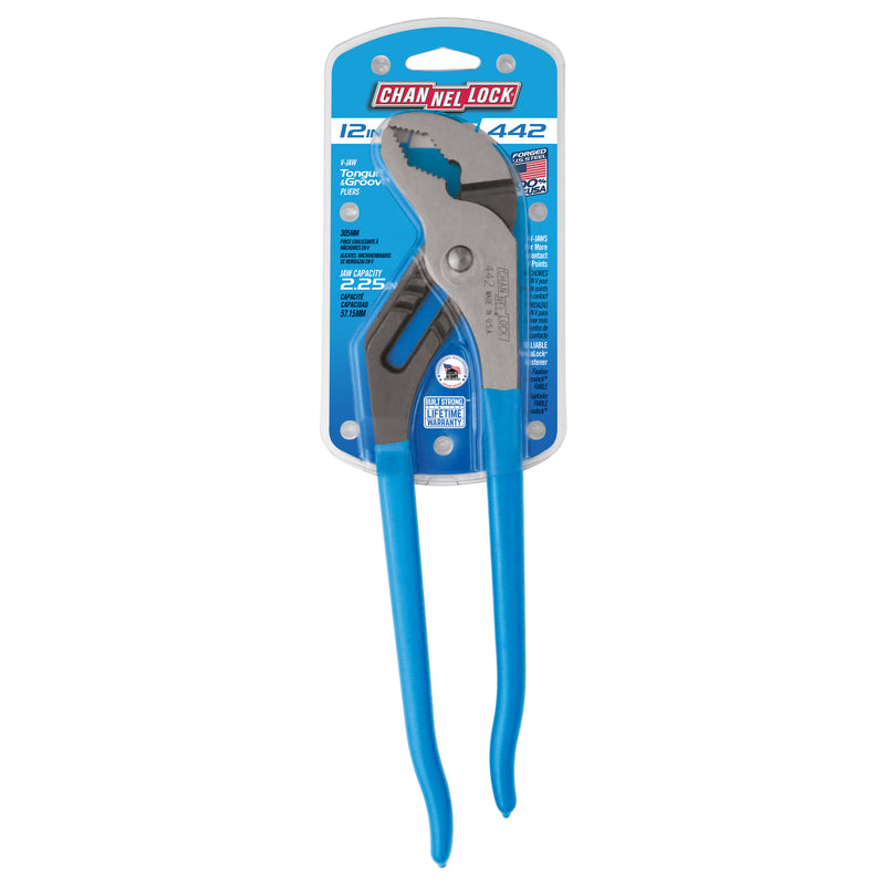 Channellock 12 in. Carbon Steel V-Jaw Tongue and Groove Pliers