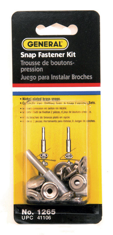 General Brass Snap Fastener Kit 1 pk