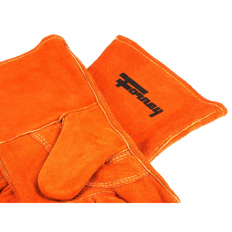 Forney 14 in. Leather Welding Gloves Orange L 2 pk