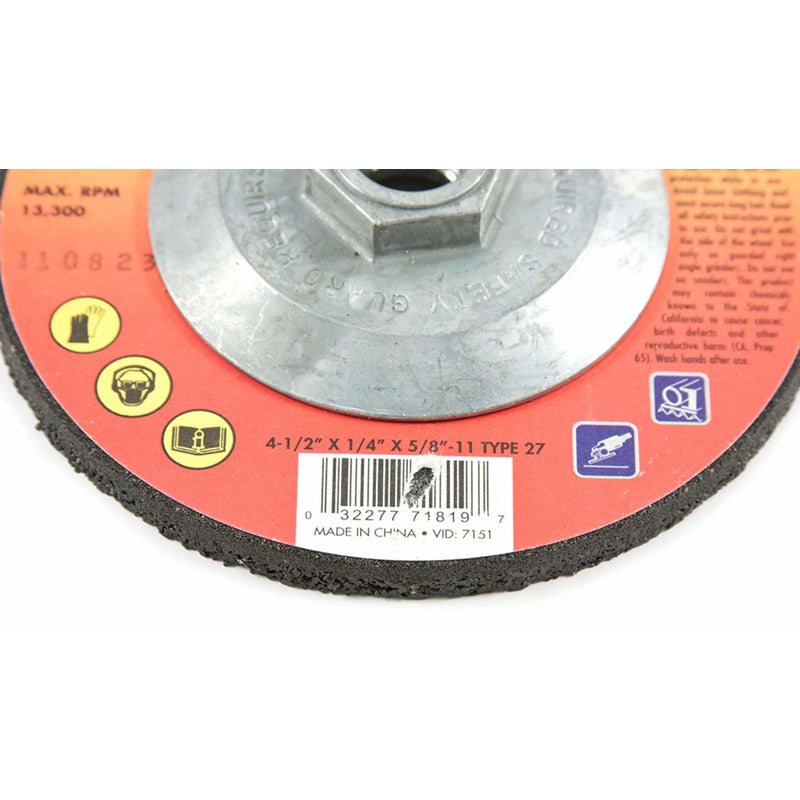 Forney 4-1/2 in. D X 5/8 in. in. Metal Grinding Wheel