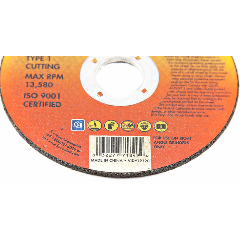 Forney 4-1/2 in. D X 7/8 in. Aluminum Oxide Metal Cut-Off Wheel 1 pc