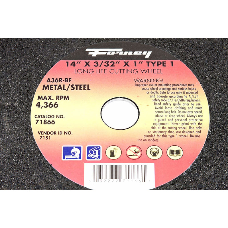 Forney 14 in. D X 1 in. Aluminum Oxide Metal Cutting Wheel 1 pc