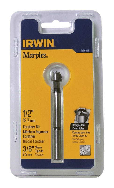 Irwin Marples 1/2 in. X 4 in. L Carbon Steel Forstner Drill Bit Round Shank 1 pc
