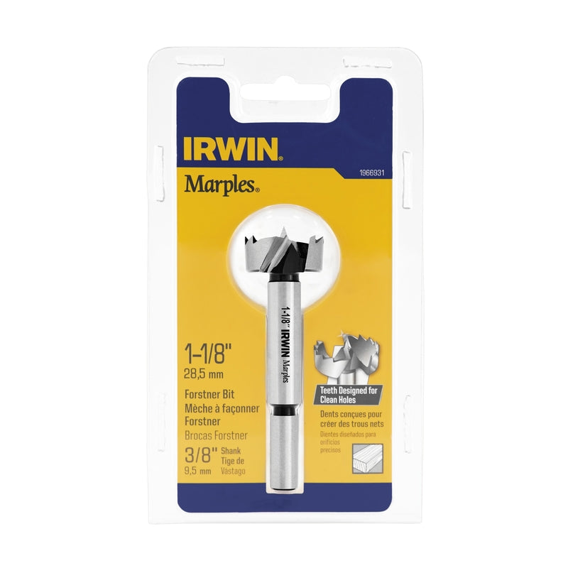 Irwin Marples 1-1/8 in. X 4 in. L Carbon Steel Forstner Drill Bit Round Shank 1 pc