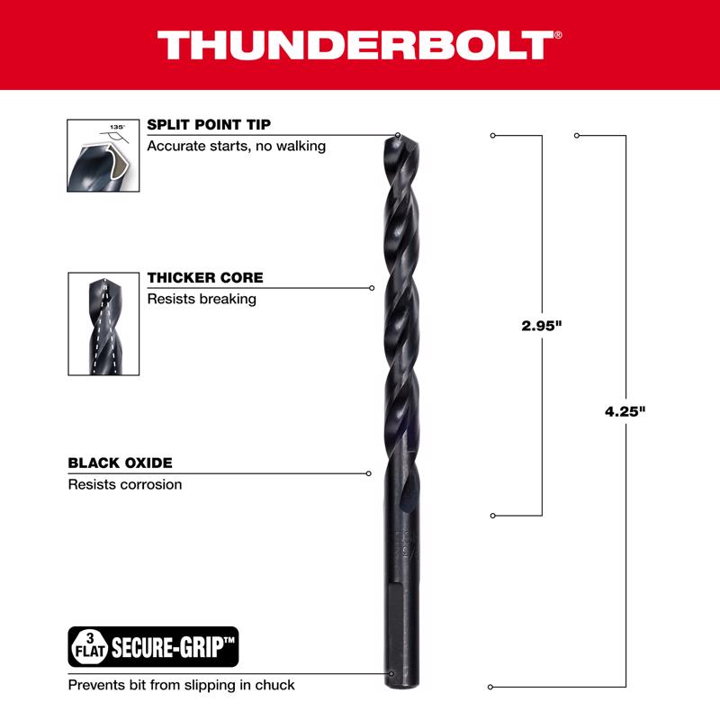 Milwaukee Thunderbolt 9/32 in. X 4-1/4 in. L Drill Bit 3-Flat Shank 1 pc