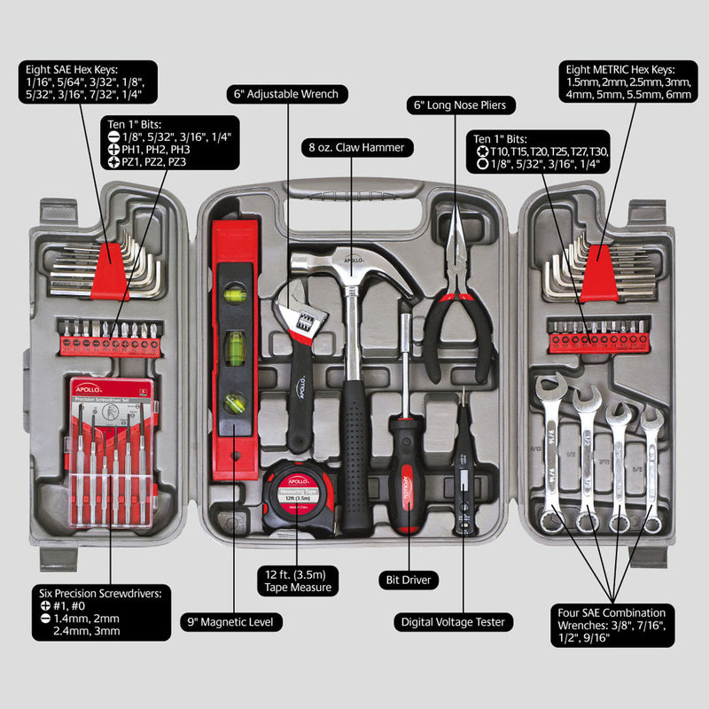 Apollo Tools Household Tool Kit 53 pc