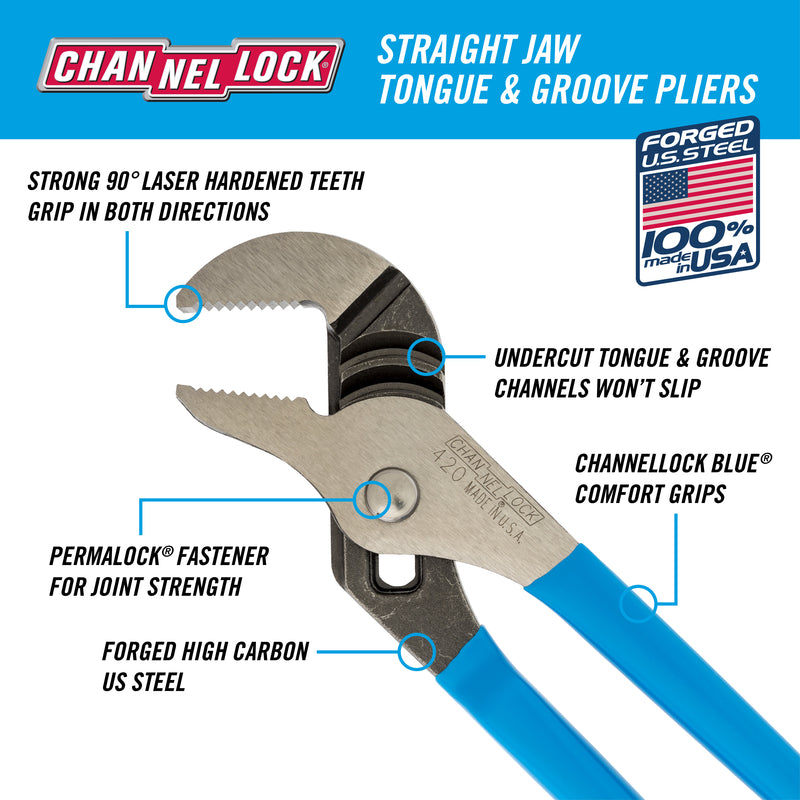Channellock Permalock 9-1/2 in. Carbon Steel Tongue and Groove Pliers