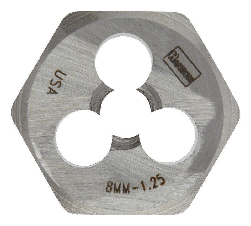 Irwin Hanson High Carbon Steel Metric Hexagon Die 8 - 1.25 mm 1 pc