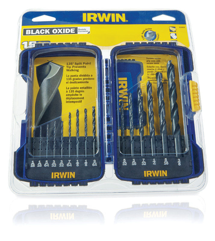 Irwin High Speed Steel Drill Bit Set Straight Shank 15 pc