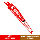 Diablo Demo Demon 6 in. Carbide Tipped Nail-Embedded Wood Reciprocating Saw Blade 6 TPI 1 pc