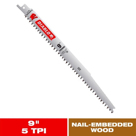 Diablo 9 in. Bi-Metal Pruning & Clean Wood Reciprocating Saw Blade 5 TPI 1 pc