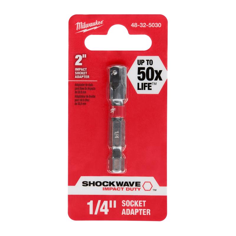 Milwaukee Shockwave Square 1/4 in. X 2 in. L Socket Adapter Steel 1 pc