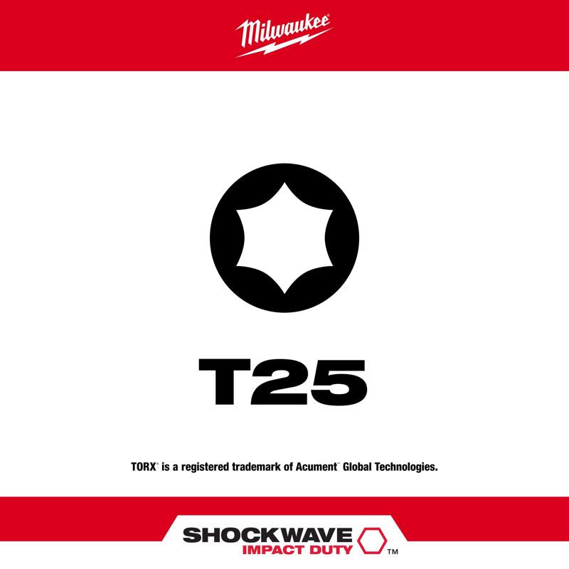 Milwaukee Shockwave Torx T25 X 1 in. L Impact Insert Bit Alloy Steel 2 pc