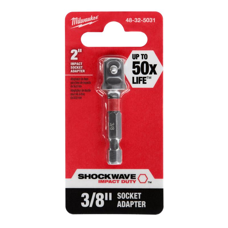 Milwaukee Shockwave Square 3/8 in. X 2 in. L Socket Adapter Steel 1 pc