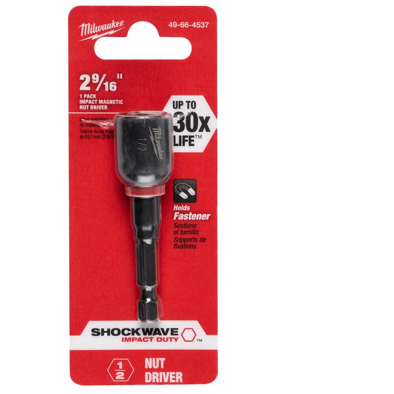 Milwaukee Shockwave 1/2 in. drive X 2-9/16 in. L Heat-Treated Steel Nut Driver 1 pc