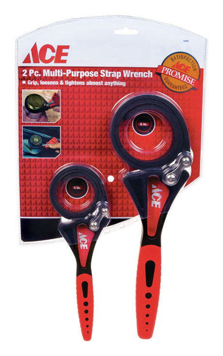 STRAP WRENCH SET 2PC ACE