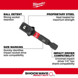 Milwaukee Shockwave Square 2 in. L Screwdriver Socket Adapter Steel 3 pc