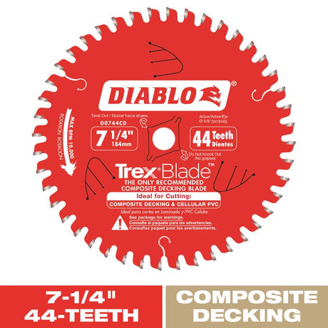 Diablo TrexBlade 7-1/4 in. D X 5/8 in. TiCo Hi-Density Carbide Circular Saw Blade 44 teeth 1 pk