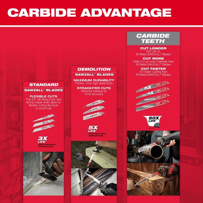 Milwaukee The AX 9 in. Bi-Metal Demo Reciprocating Saw Blade 5 TPI 1 pk