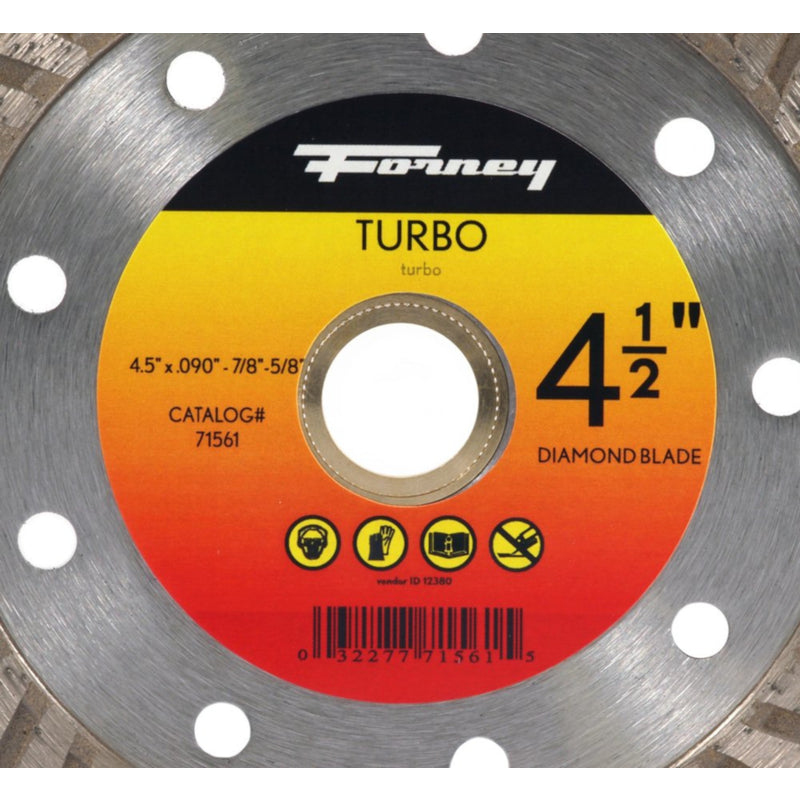 Forney Turbo 4-1/2 in. D X 7/8 in. Diamond Continuous Rim Circular Saw Blade 1 teeth 1 pc