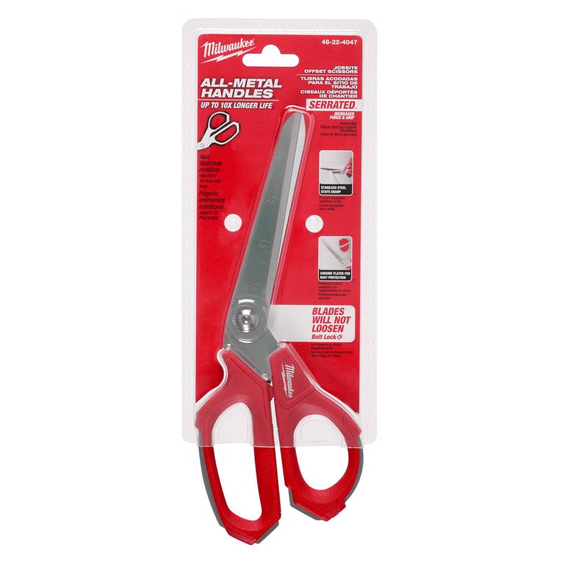 Milwaukee 9.5 in. Iron Carbide Smooth Offset Jobsite Scissors 1 pc