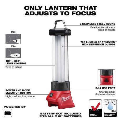 Milwaukee M18 700 lm Red LED Lantern