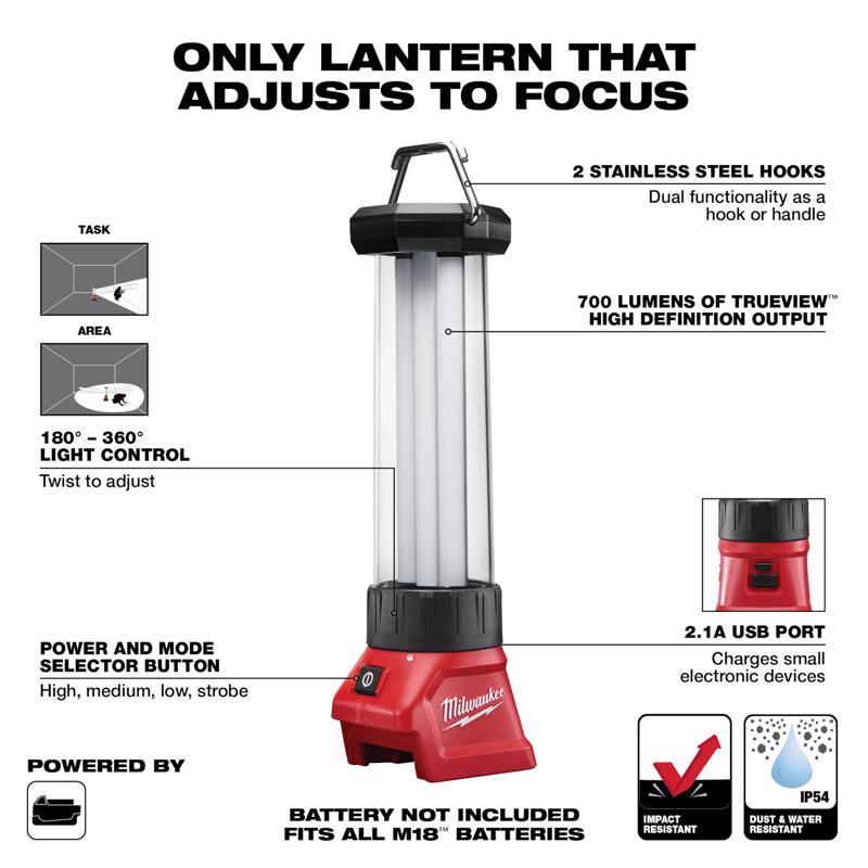 Milwaukee M18 700 lm Red LED Lantern