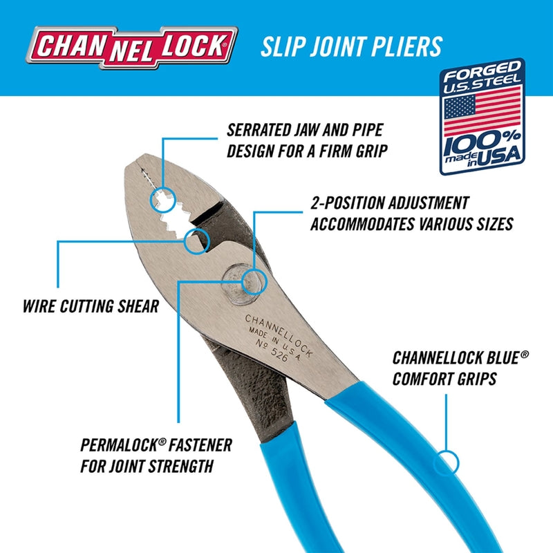 Channellock 8 in. Carbon Steel Slip Joint Pliers