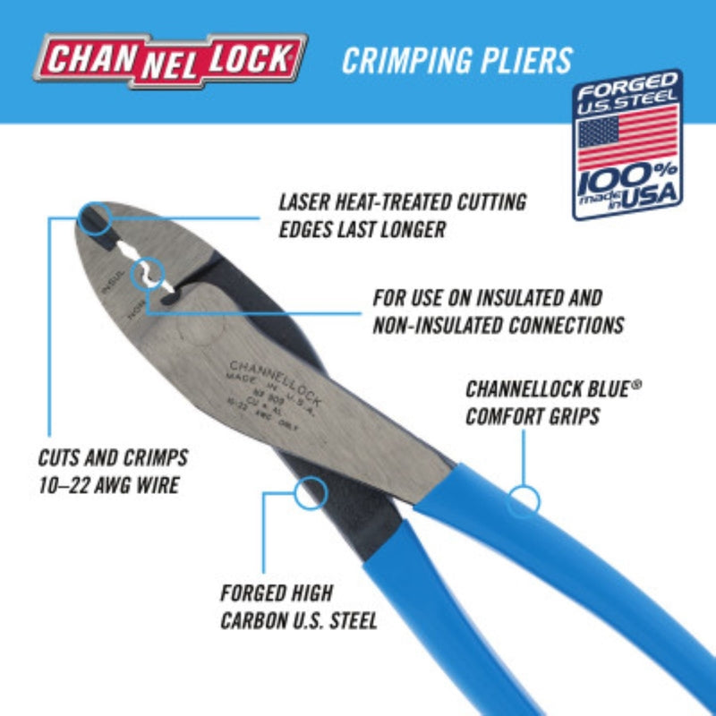 Channellock 9.5 in. Carbon Steel Crimping Pliers