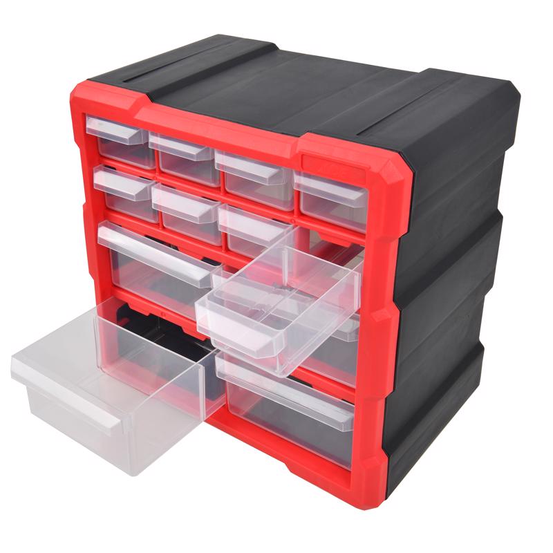 Ace 6.3 in. W X 10.24 in. H Storage Bin Plastic 12 compartments Black/Red