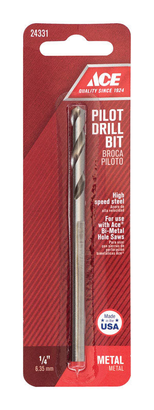 Ace 1/4 in. High Speed Steel Pilot Drill Bit 3-Flat Shank 1 pc