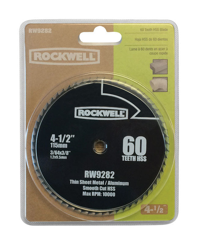 Rockwell 4-1/2 in. D X 3/8 in. Versacut High Speed Steel Circular Saw Blade 60 teeth