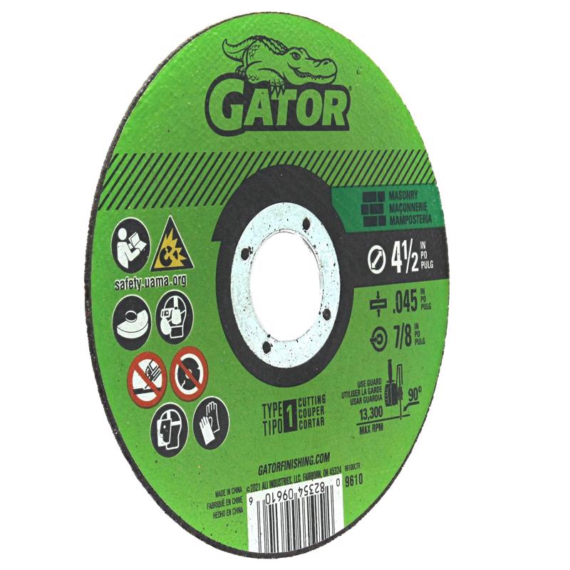 Gator 4-1/2 in. D X 7/8 in. Aluminum Oxide Masonry Cut-Off Wheel 1 pc