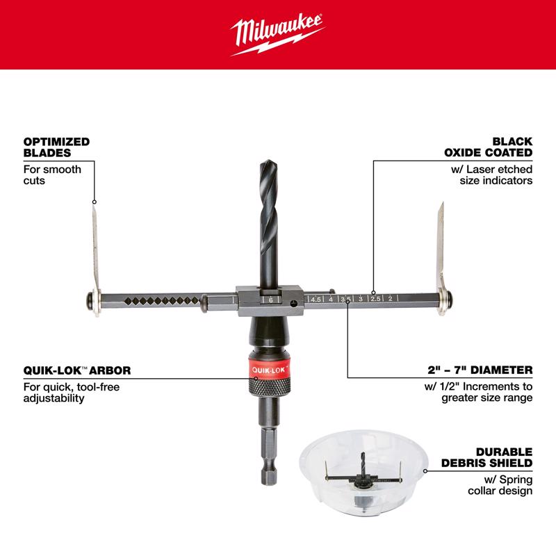 Milwaukee 2 to 7 in. Bi-Metal Adjustable Hole Cutter 3 pc