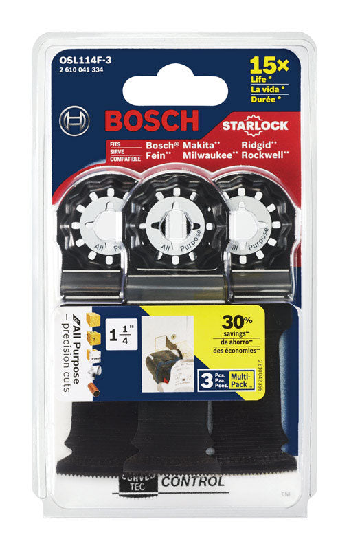 Bosch Starlock 1-1/4 in. X 4 in. L Metal Plunge Blade 3 pk