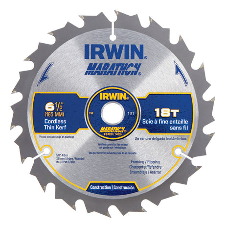 Irwin Marathon 6-1/2 in. D X 5/8 in. Classic Carbide Circular Saw Blade 18 teeth 1 pk