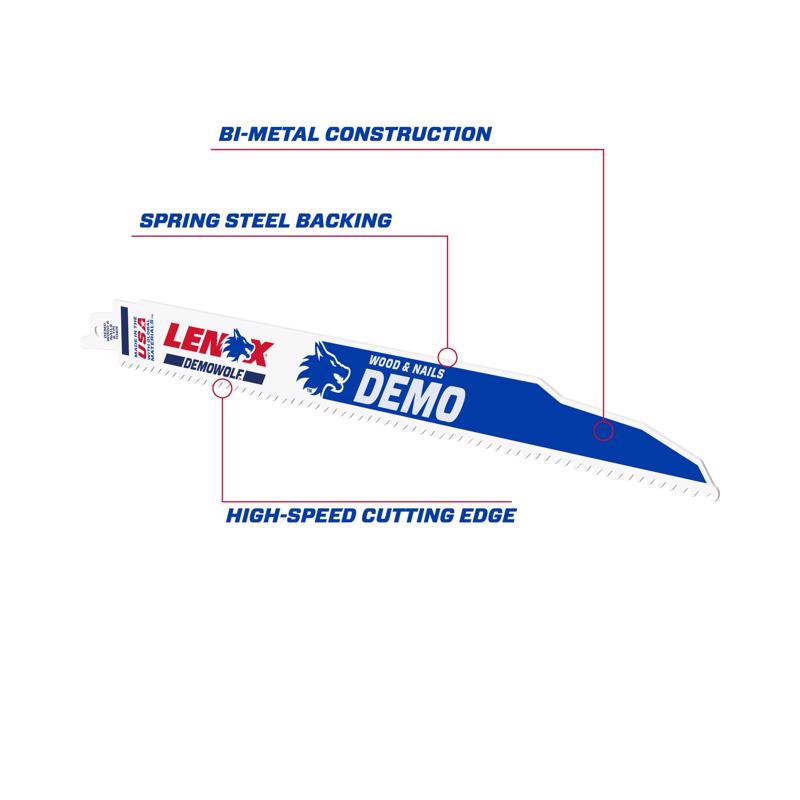 LENOX DEMOWOLF 12 in. Bi-Metal Reciprocating Saw Blade 6 TPI 5 pk