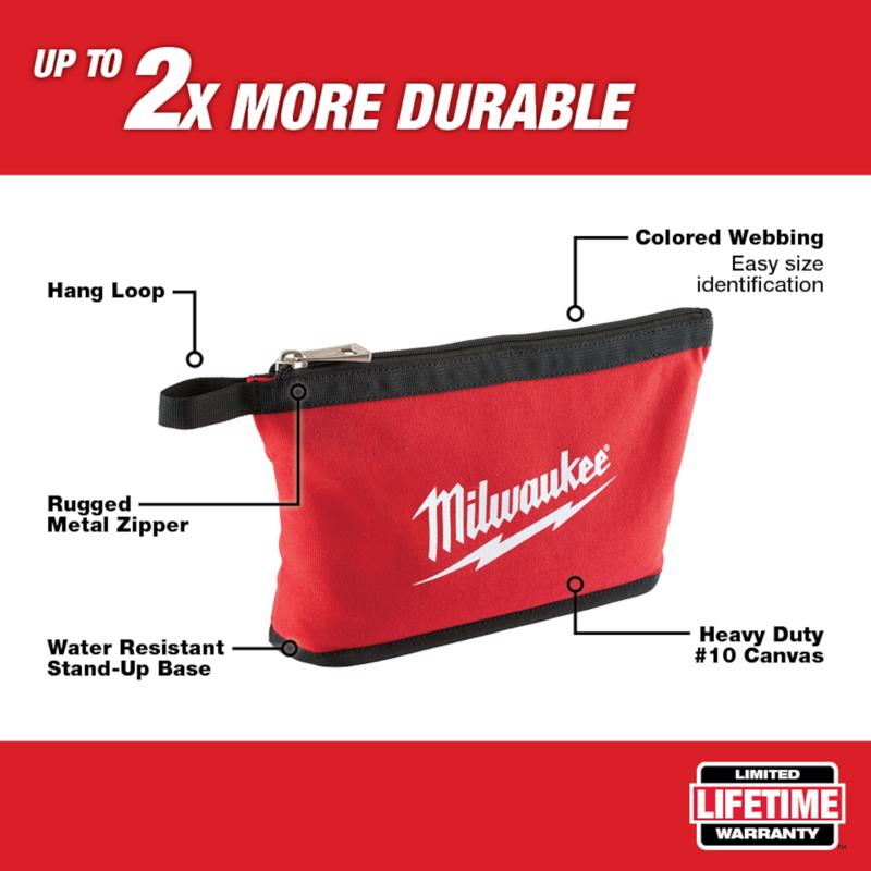 Milwaukee 0.25 in. W X 8 in. H Canvas Tool Pouch 1 pocket Red 1 pc