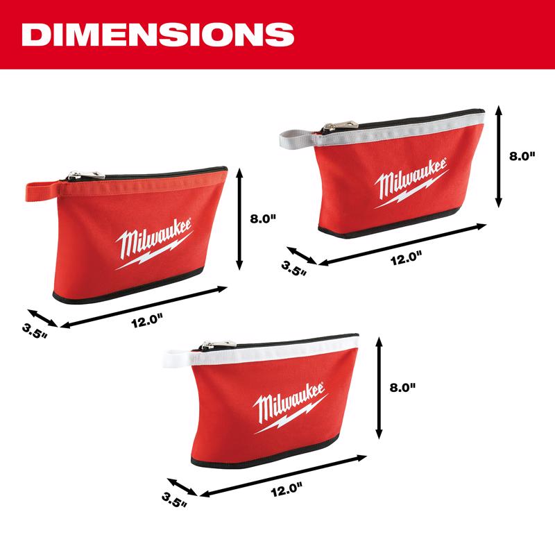 Milwaukee 0.75 in. W X 8 in. H Canvas Tool Pouch Red 3 pc