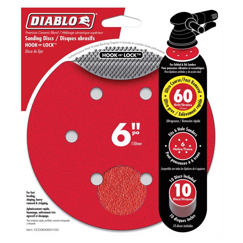 SAND DISC 6" 60GRIT 10PK