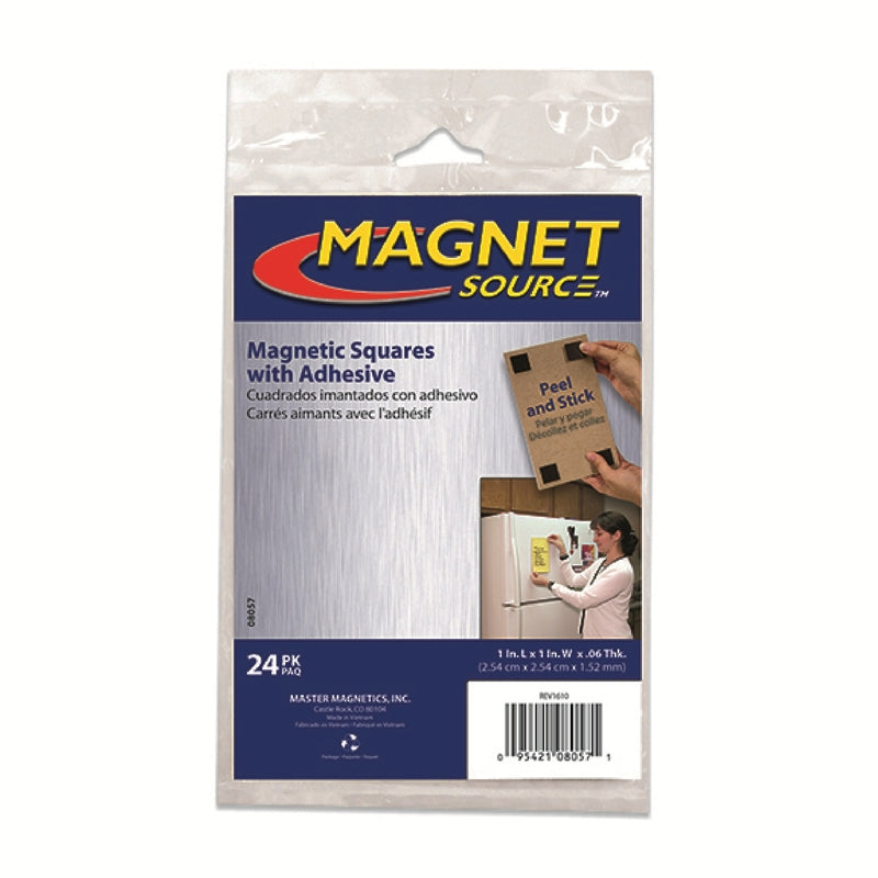 Magnet Source 1 in. L X 1 in. W Black Magnetic Square w/Adhesive 24 pc