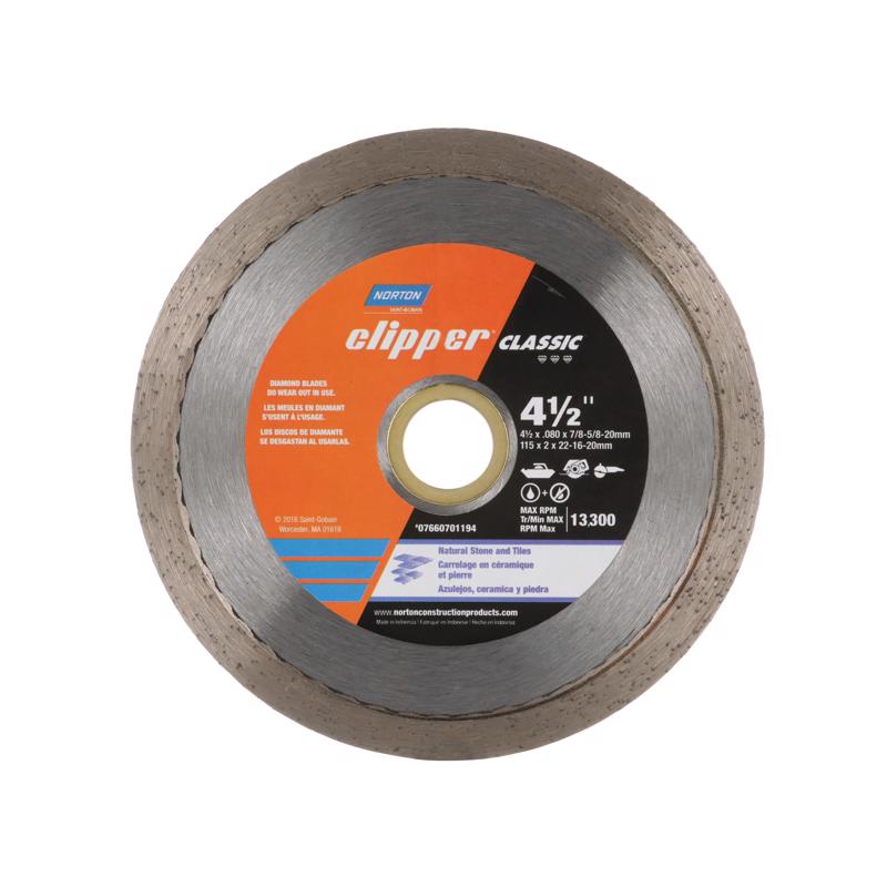 Norton Clipper 4-1/2 in. D X 5/8 and 7/8 in. Diamond Continuous Rim Blade 1 pc