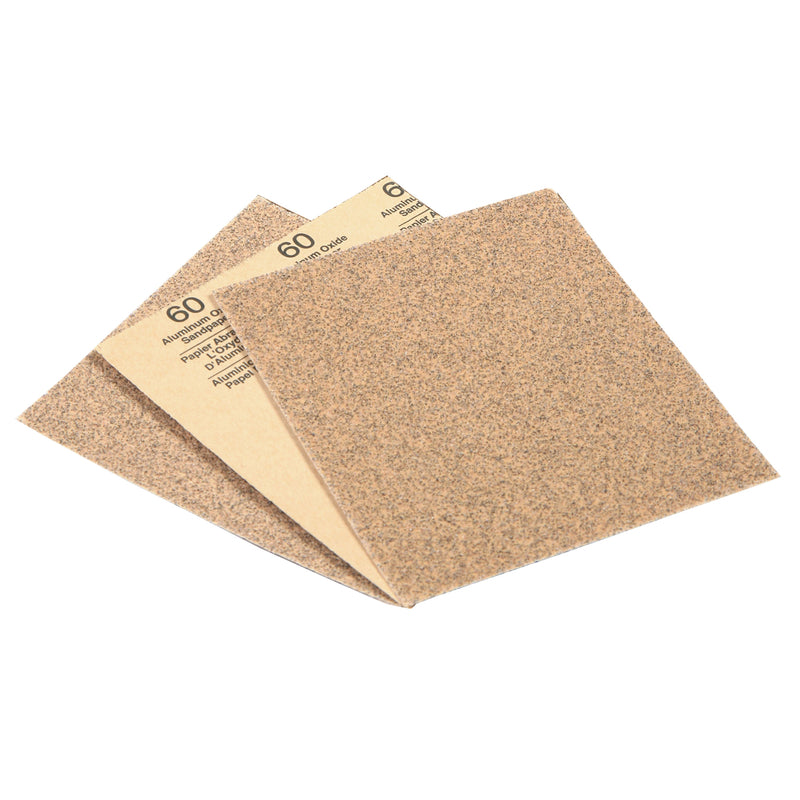 Ace 5-1/2 in. L X 4-1/2 in. W 60 Grit Aluminum Oxide 1/4 Sheet Sandpaper 25 pk