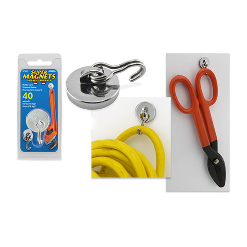 Magnet Source .225 in. L X 1.125 in. W Silver Magnetic Hook 40 lb. pull 1 pc