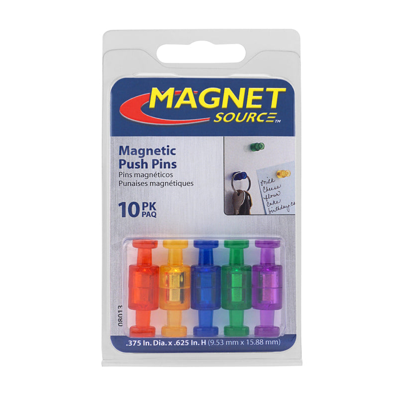 Magnet Source .625 in. L X .375 in. W Assorted Magnetic Push Pins 10 pc