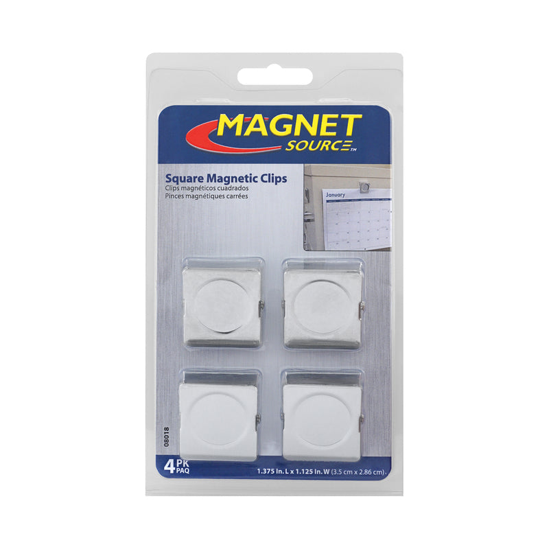 Magnet Source 1.125 in. L X 1.375 in. W Silver Square Magnetic Clips 5 lb. pull 4 pc