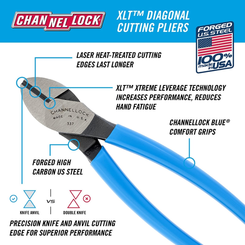 Channellock XLT 7 in. Steel Diagonal Pliers