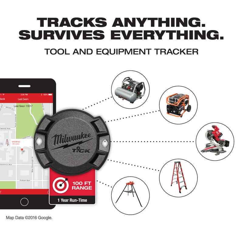 Milwaukee Tick Black Low Profile Tool and Equipment Tracker For All Mobile Devices